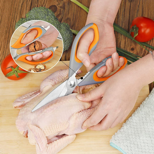 Kitchen Scissors Set, Knife-Grade Stainless Steel, TPR Comfortable Handle All Purpose Scissors, Include One Poultry Shears and Four Different Size...