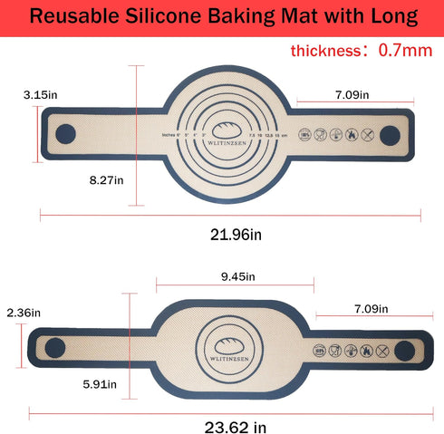 2pcs Sourough Silicone Bread Sling, Heat Resistant&Non Stick&Easy Clean dutch oven silicone mat,Reusable With Extra Long Handles ?Used for Transfe...