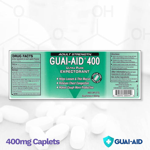 400 400mg, dye-Free Fast Acting Mucus Relief Guaifenesin, (Bottle of 400 caplets)...