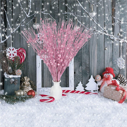 Lvydec 22pcs Christmas Glitter Berries Stems Clearance, 17" Artificial Christmas Picks for Christmas Tree Ornaments, DIY Xmas Wreath, Crafts, Holi...