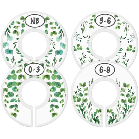 Botanical Nursery Closet Dividers - 7x Size Dividers for Baby Clothes - Eucalyptus Vines Leaf Plant Greenery Decor - Boy or Girl...