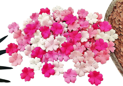 HukDok Artificial Flower Petals Mulberry Paper Flowers for DIY Crafts Scrapbooking Embellishment Wedding Doll House Supplies Card Mini Paper Flowe...