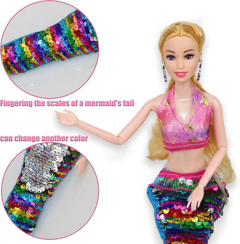 Mermaid Princess Doll with Little Mermaid and Seahorse Playset, Blonde Hair Mermaid Dolls Toys with Accessories, Best Birthday Gifts for Girls 3-7...