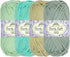 JubileeYarn Dainty Light Yarn - Worsted Weight Cotton - 100g/Skein - Shades of Green - 4 Skeins......