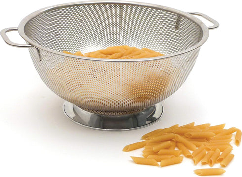 RSVP International Endurance Kitchen Collection Colander Strainer, 3 Quart, Pierced Stainless Steel...