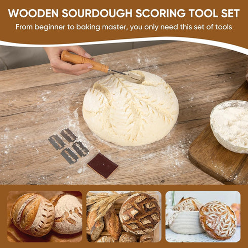 Proofing Basket, JCORJCUS Silicone Banneton Basket Sourdough Starter Kit with 5pcs Sourdough Scoring Tool, 9'' Proofing Bowls Baking Supplies for ...