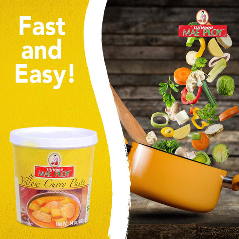 Mae Ploy Thai Yellow Curry Paste for Restaurant-Quality Curries, Aromatic Blend of Herbs, Spices & Shrimp Paste, No MSG, Preservatives or Artifici...