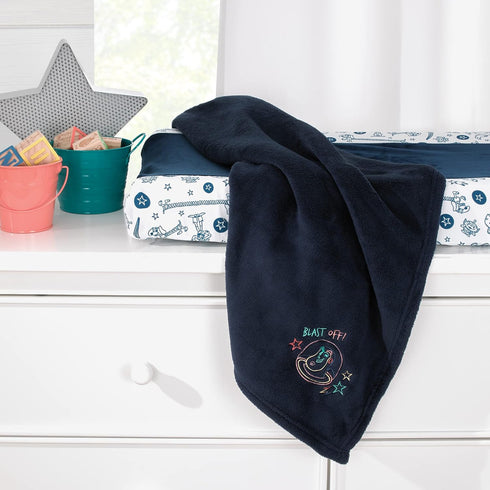 NoJo Disney Toy Story Color Crazy Blue, Green and Orange Blast Off Buzz Lightyear Super Soft Appliqued Baby Blanket...
