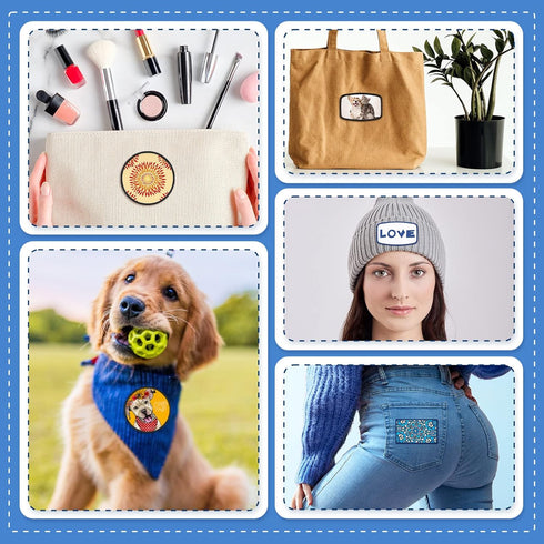 30 Pieces Sublimation Patches Fabric Iron-on Blank Patches 3 Shapes Repair Embroidery Sublimation Blank Hat Embroidery for DIY Crafts, Caps Clothe...