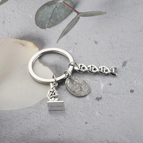 ENSIANTH Forensics Keychain DNA Microscope Criminologist Gift Fingerprint Gift Legal Examiner Gift Science Major Gift...