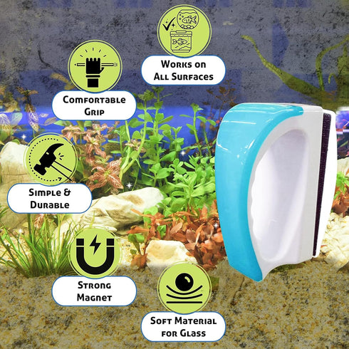 JOR Magnetic Scrubber for Aquarium Fish Tank, Anti-Scratch Glass Scraper, Keep Hands Dry, Non-Slip, Self-Floating Strong Cleaning Magnet, Aquarium...