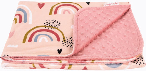 Top Tots Deluxe Minky Baby Blanket - Hearts and Rainbows, 40 x 29 Inch Pink...