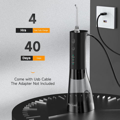 Water Flossers for Teeth, 300ML Cordless Water Flosser, Mornwell 3s Pressure Crescendo Oral Irrigator, Professional Rechargeable Portable Water Fl...