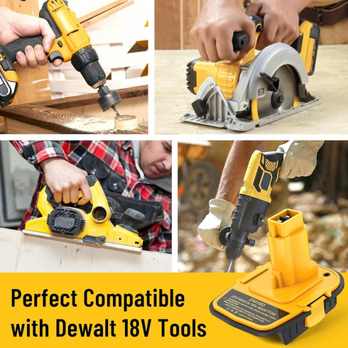 1 pack DM18D Battery Adapter Converter with USB Port for Dewalt 18V Tools, Converts Dewalt 20V Li-ion or Milwaukee M18 18V Li-ion Battery to Dewal...