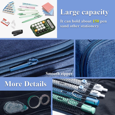 M&G Big Capacity Pencil Case, Large Capacity Pencil Pouch Multi-Slot Pencil Case Organizer, Portable Big Pencil Bags with Zipper for Makeup Brush ...