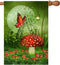 Fantasy Farm with Mushrooms Lamps Flowers Trees Moon and Butterfly House Flag 28 x 40 Inch Double Sided Garden Yard Outdoor Banner Decor...
