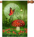 Fantasy Farm with Mushrooms Lamps Flowers Trees Moon and Butterfly House Flag 28 x 40 Inch Double Sided Garden Yard Outdoor Banner Decor...