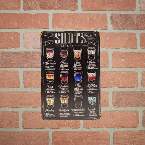 TG,LLC Treasure Gurus Metal 8x12 Retro Classic Alcohol Liquor Shots Menu Recipes Wall Sign Tin Home Bar Pub Art Decor...