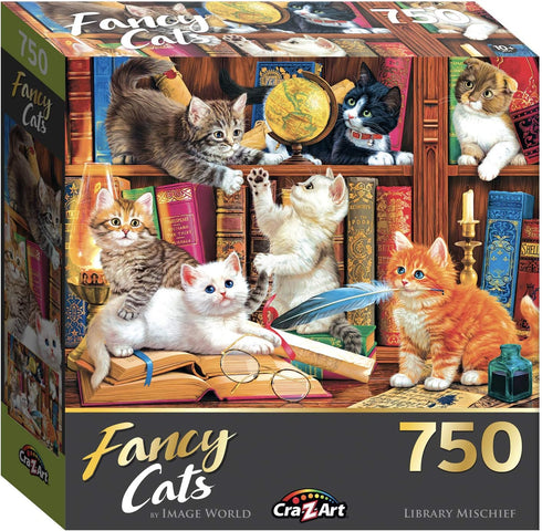 RoseArt - Fancy Cats -Library Mischief - 750 Piece Jigsaw Puzzle for Adults...