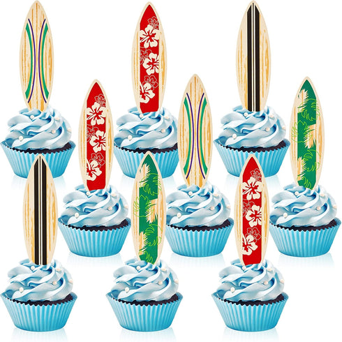 48 Pieces Surfboard Cupcake Toppers Surfboard Beach Cake Decorations Surfboard Mini Accents for Swimming Pool Summer Beach Party Luau Birthday Bab...