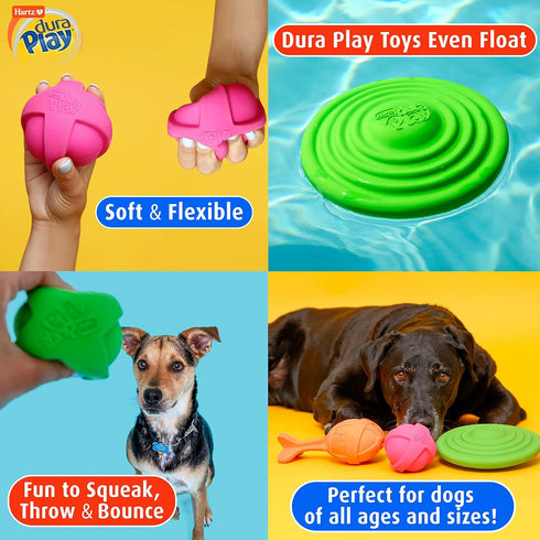 Hartz DuraPlay Ball Squeaky Latex Dog Toy, Neon Green, Neon Pink & Neon Orange, Large 3 Count Pack...