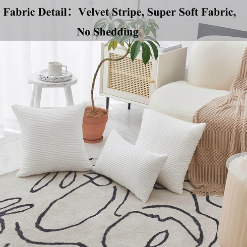 Home Brilliant Euro Sham Super Soft Striped Corduroy Velvet Decorative Throw Pillow Cushion Cover for Baby Couch Bench Sofa Spring Decor, 26x26 in...