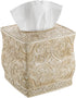 Creative Scents Victoria Tissue Box Cover Square – Beige Tissue Holder for Bathroom - Decorative Tissue Box Holder with Durable Bottom Slider - Bo...