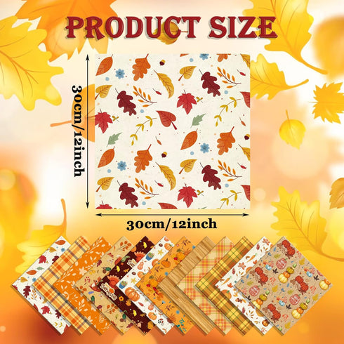 24 Sheet Scrapbook Paper Pad Thanksgiving Theme, 12’’x12’’ Double-Sided Decorative Craft Paper Fall Pattern Paper Pack of Scrapbooking Patterned C...