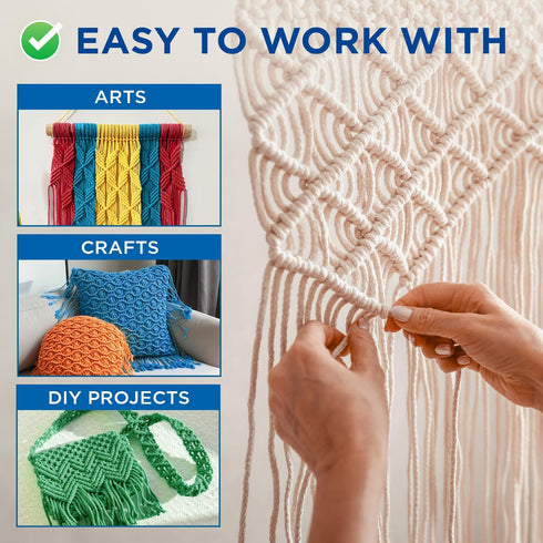 TECEUM Cotton Rope 3/16” (5 mm) – 50 FT – Strong All-Purpose Braided Rope – Natural Cotton – for Crafting, ?amping, Clothes Line, DIY, Indoor & Ou...