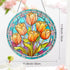 Tulips Acrylic Window Hangings 11.8”Acrylic Wall Decor Flower Stained Window Panel Indoor Outdoor Home Garden Ornaments Housewarming Gift with Met...