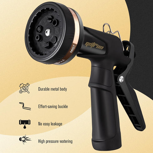 Metal Garden Hose Nozzle 9 Watering Patterns, Hose Sprayer Heavy Duty, Spray Nozzles For Garden Hose, Garden Hose Nozzle Sprayer Anti-Slip, High P...