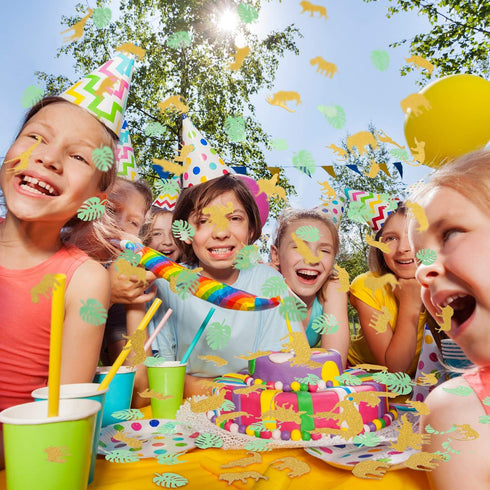 200 Pieces Safari Confetti Jungle Animal Table Confetti Gold Glitter Zoo Animal Shape Glitter Scatter for Baby Shower Birthday Party Supplies and ...