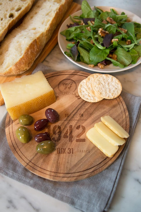 Ironwood Gourmet Engraved, 0.5 x 9 x 9 inches, Multi-Use Circle Serving Board: 1942 Wine Barrel (28445E336)...