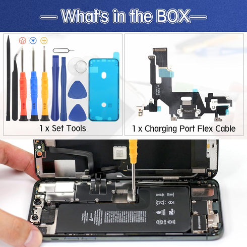 Dock Connector for iPhone 11 Charging Port Flex Cable Replacement for iPhone 11 USB Charger Dock Board Connector with Tools(Black)......