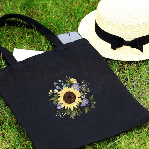 Harimau Beginner Canvas Tote Bag Embroidery Kit,Happy Kitten Pattern,Cross Stitch Kits, Including Stamped Embroidery Bag with 1 Embroidery Hoops,N...