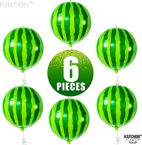 KatchOn, Big 22 Inch Watermelon Balloons - Pack of 6 | One In A Melon Party Decorations | 4D Round Watermelon Mylar Balloon, Watermelon Decoration...