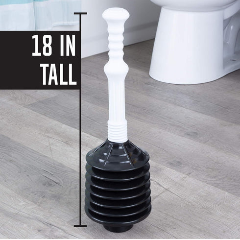 JS Jackson Supplies Professional Bellows Accordion Toilet Plunger, High Pressure Plunge Removes Heavy Duty Clogs from Bathroom Toilets, All Purpos...
