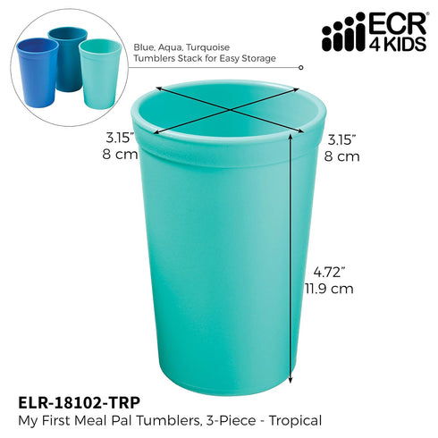 ECR4Kids My First Meal Pal Drinking Cups, Kids Plastic Tableware, Stackable And Dishwasher Safe, Stackable Tumblers For Baby, Toddler And Child Fe...