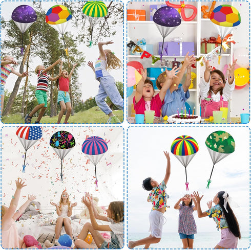 10 Pack Parachute Toys Easter Basket Stuffers for Toddlers, Tangle Free Parachute Toy with Small Figures, Outdoor Flying Toys Air Parachute for Bo...