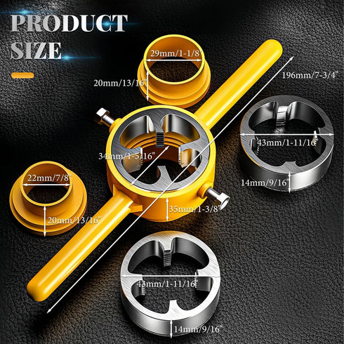 Tap and Die Set, Hosrnovo 6 PCS PVC Pipe Threader Plumbing Tool Kit with 3 Dies 1/2”, 3/4" and 1” for Home...