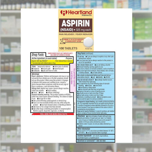 Aspirin 325mg Uncoated Tablets | Pain Reliever & Fever Reducer | Original Strength NSAID | Child-Resistant Safety Cap | Made in USA | 100 Count...