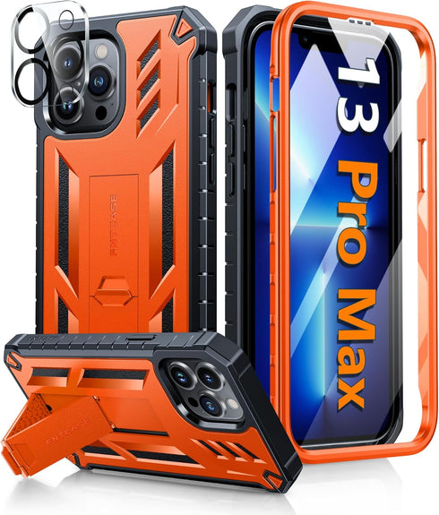 FNTCASE for iPhone 13 Pro-Max Case: Military Grade Shockproof Protective Phone Cover with Kickstand - Dual Layer Full Protection Matte Textured Dr...