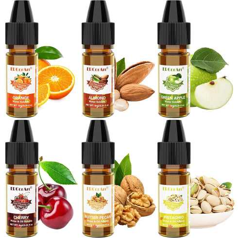 Food Flavoring Oil - Concentrated Candy Flavors, 6 Liquid Lip Gloss Flavoring Oil, Almond Butter Pecan Pistachio Flavor Oil for Baking, Cooking, S...