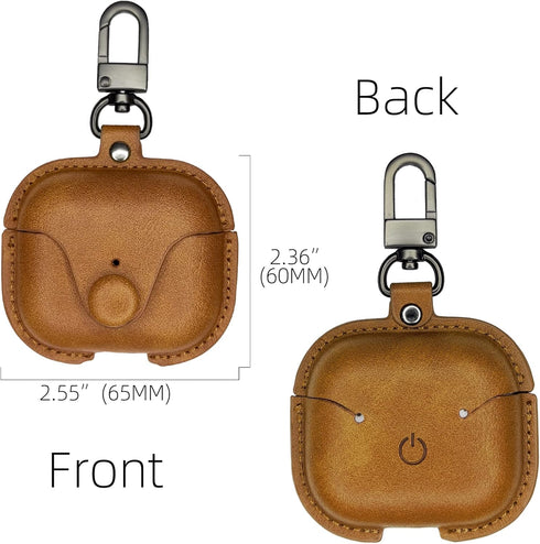 AirPods 3 Case, Airpods 3rd Leather Portable Protective Case Cover Men with Keychain Loss Prevention Clip Supports Wireless Charging Compatible wi...