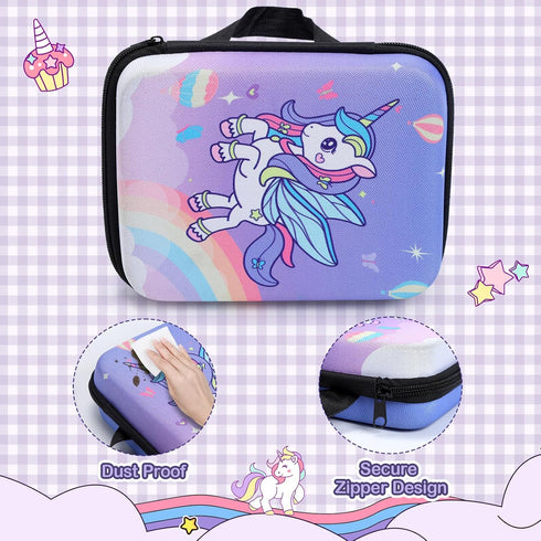Waterproof Camera Case,Digital Storage Bag for Kids Girls Boys Ages 8-10 Small,Purple Unicorns Toy Instant Print Cameras Holder Bag,Video Print Se...