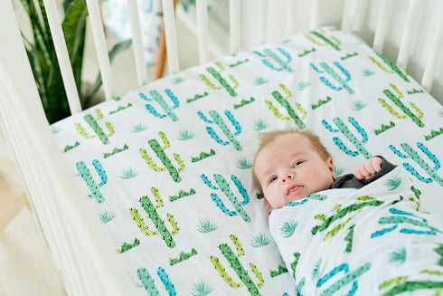100% Cotton Fitted Crib Sheet - Premium Baby Bedding - Soft, Breathable & Durable - Cactus Print...
