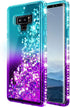 Case for Samsung Galaxy Note 9 with Screen Protector (Maximum Coverage, Flexible TPU Film), Ring Holder/Wrist Strap, Sparkle Glitter Flowing Liqui...