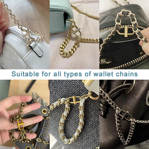 CooBigo 6 PCS Bag Chain Shortener Clip Adjustable Metal Buckles, Chain Shortener for Purse Chain Strap Clip Handbags Buckle Clasp Hardware Making ...