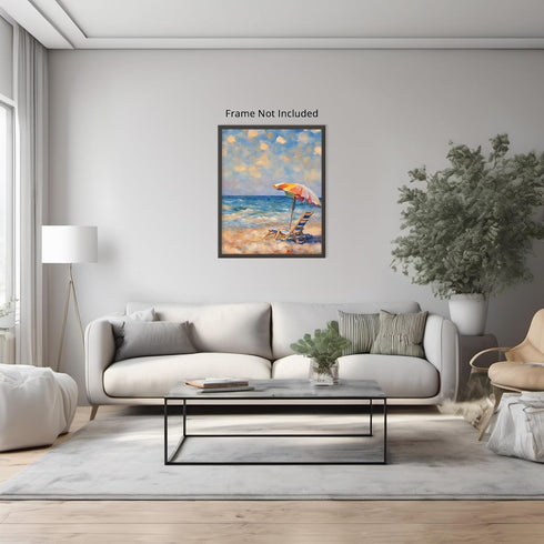 Posterizer 1 pcs- sea and beach themed oil painting style print 12-Landscape & Nature Art-Floral Botanical Art- Decor for Home & Office- unframed ...