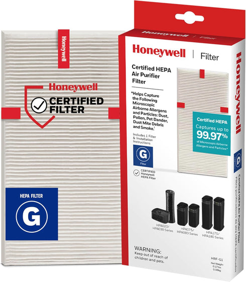 Honeywell HEPA Air Purifier Filter G, 1-Pack – for HPA030/HPA080 & HPA180 Series – Airborne Allergen Air Filter Targets Wildfire/Smoke, Pollen, Pe...